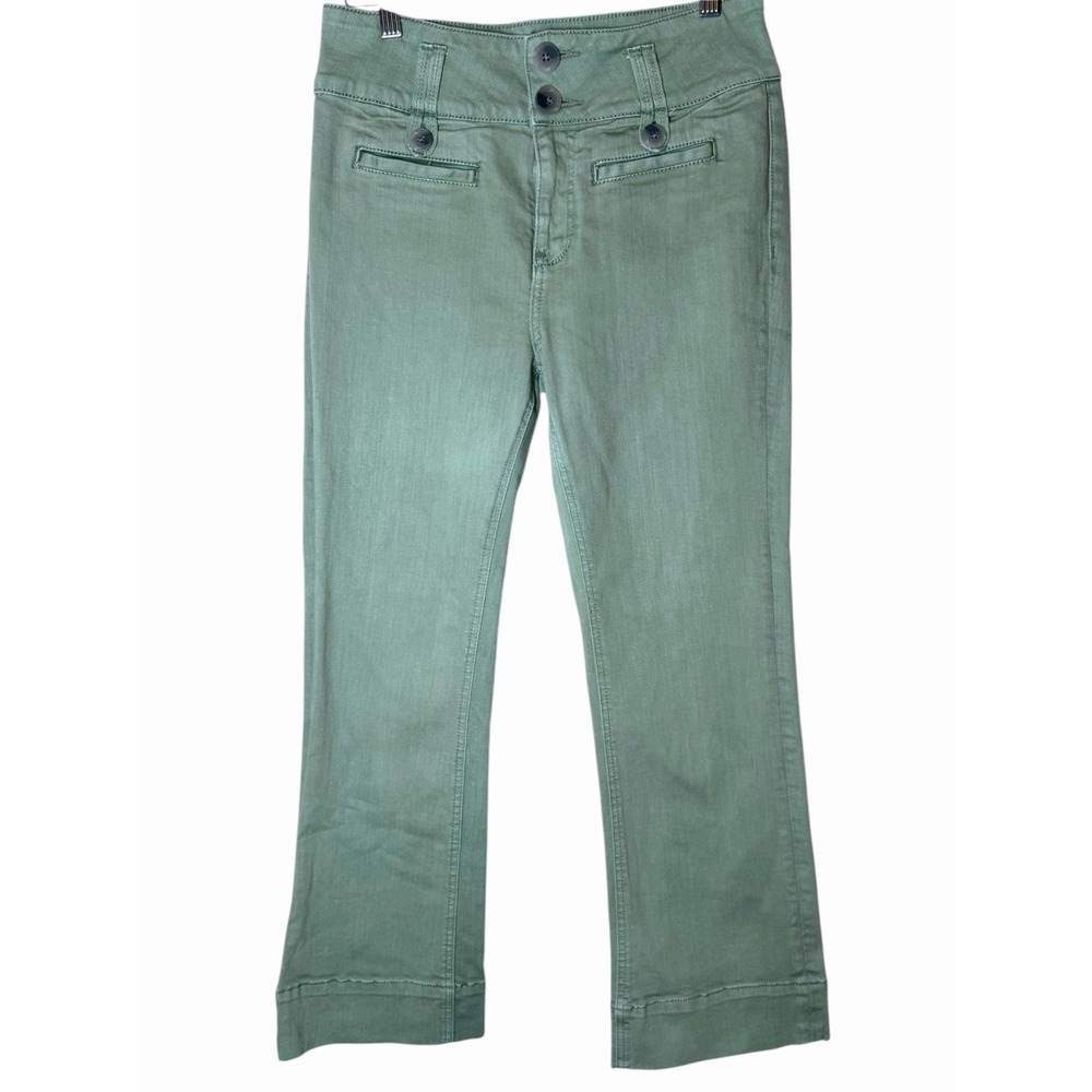 Pilcro and the Letterpress Anthropologie High-Rise Flare Sage Green Size 27